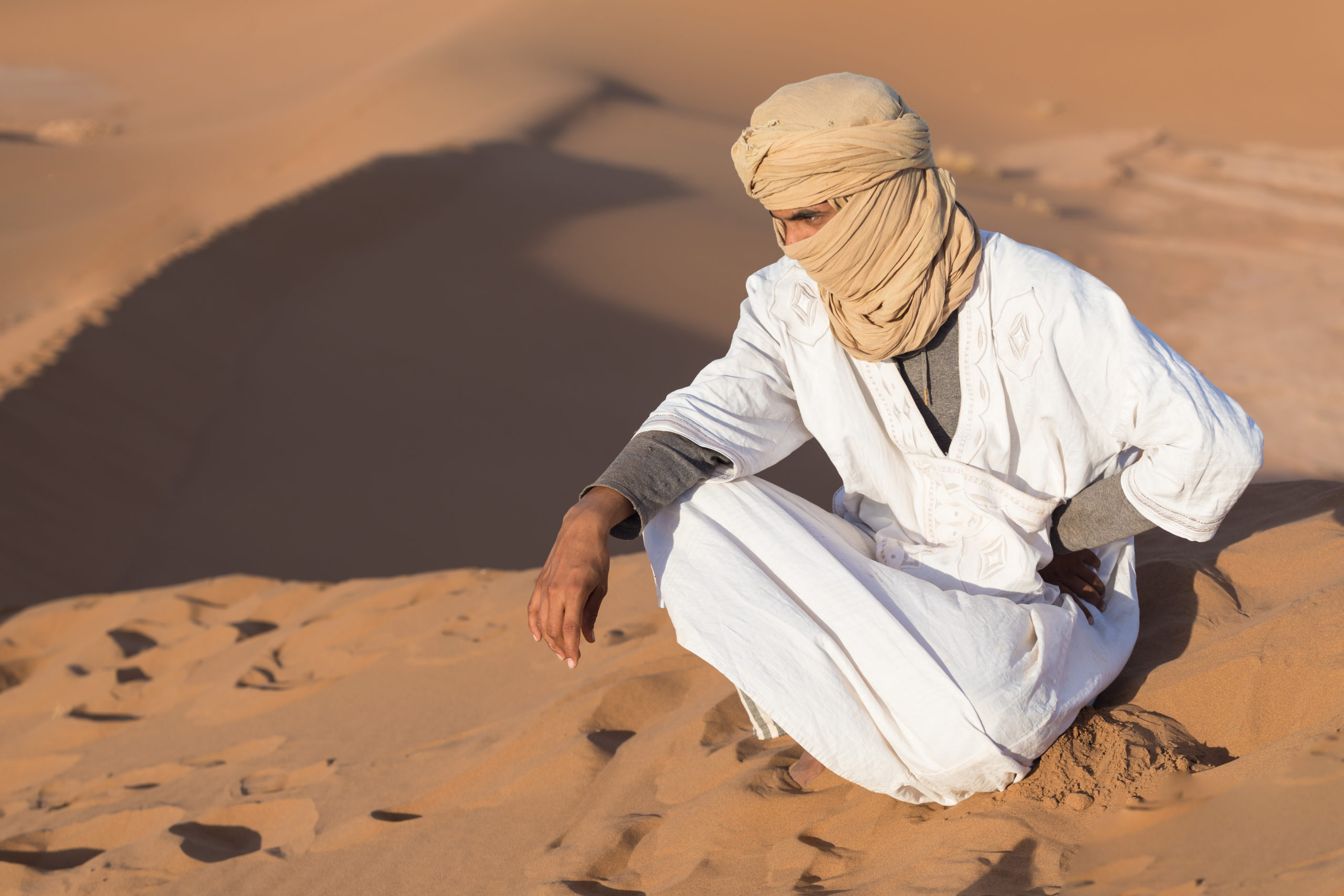 A man posing in the desert